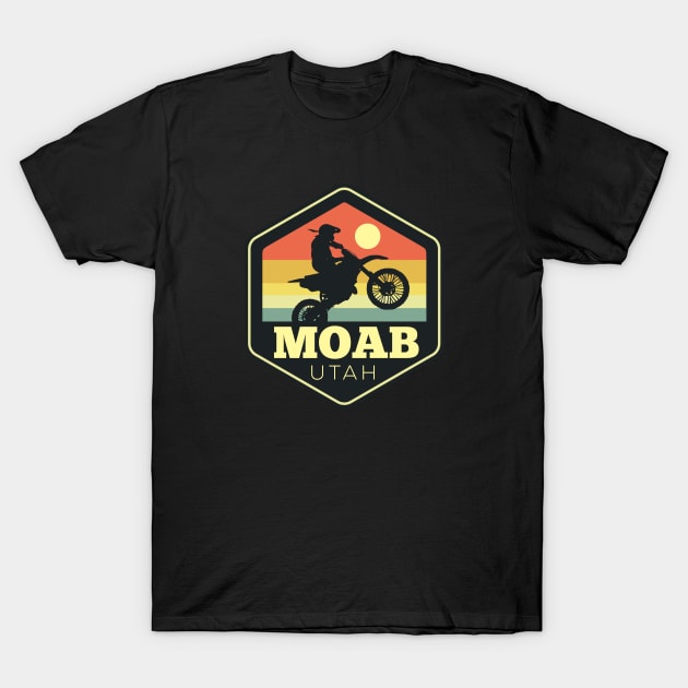 Moab Dirt Bike Hexagon Vintage Sunset T-Shirt by DetourShirts